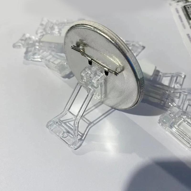 50Pcs Clear Badges Display Stand Holder Acrylic Badges Button Base Stand Selfs Adhesive Button Pins Display Stand Gift
