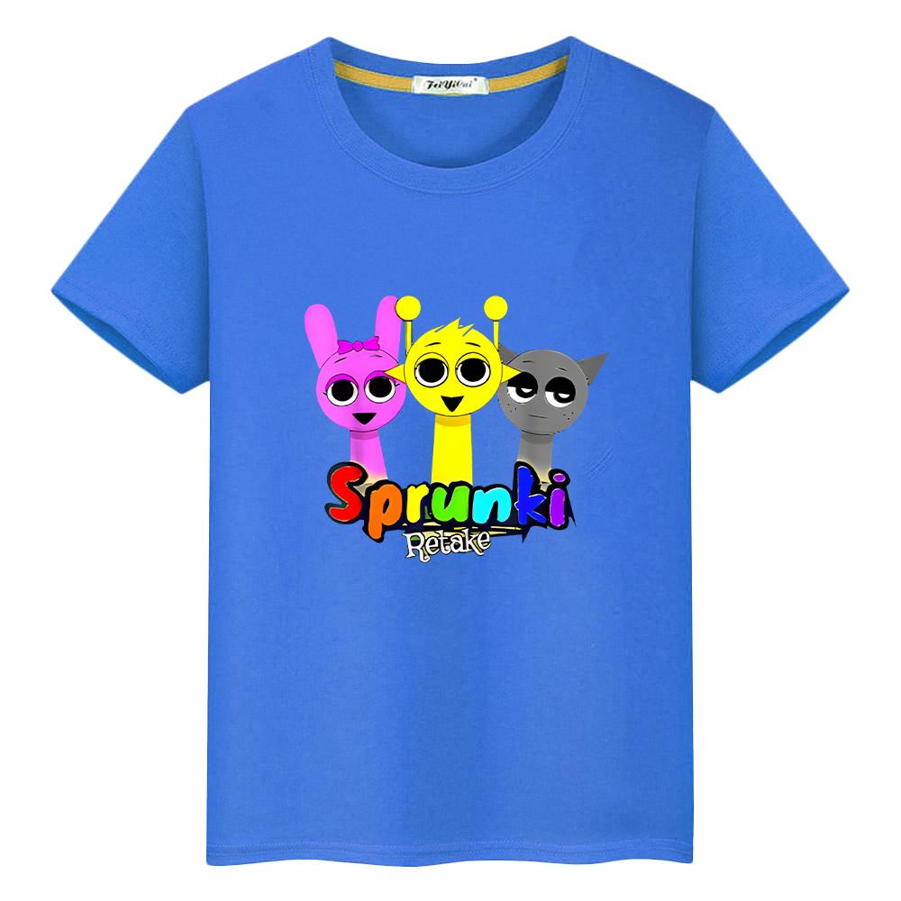 T-Shirt für Kinder Jungen 10 Jahre Print Sprunki 100% Baumwolle Anime Kurze Sprunki Süße Tees Tops Pride T-Shirt Y2K One Piece Mädchen Kleidung