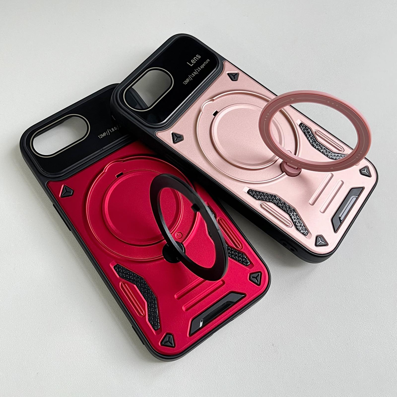

For iPhone 16e Case Rotating Magnetic Kickstand PC+TPU Phone Cover Blue
