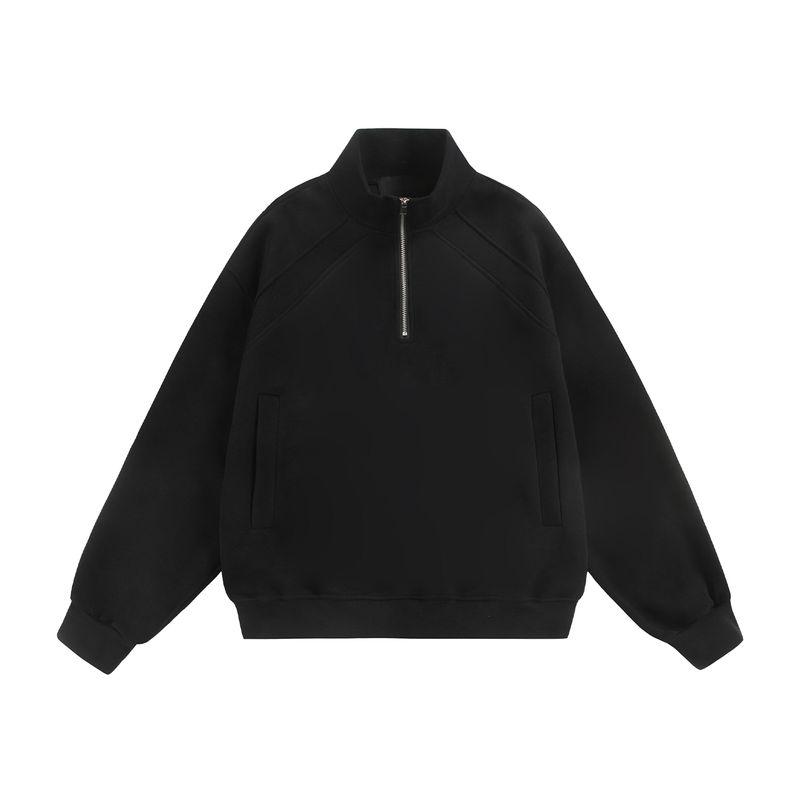

Acrardic Thickened Version Outerwear ~ Heavy Half Zipper Stand Collar Hoodie American Cleanfit Casual Top Black 2XL
