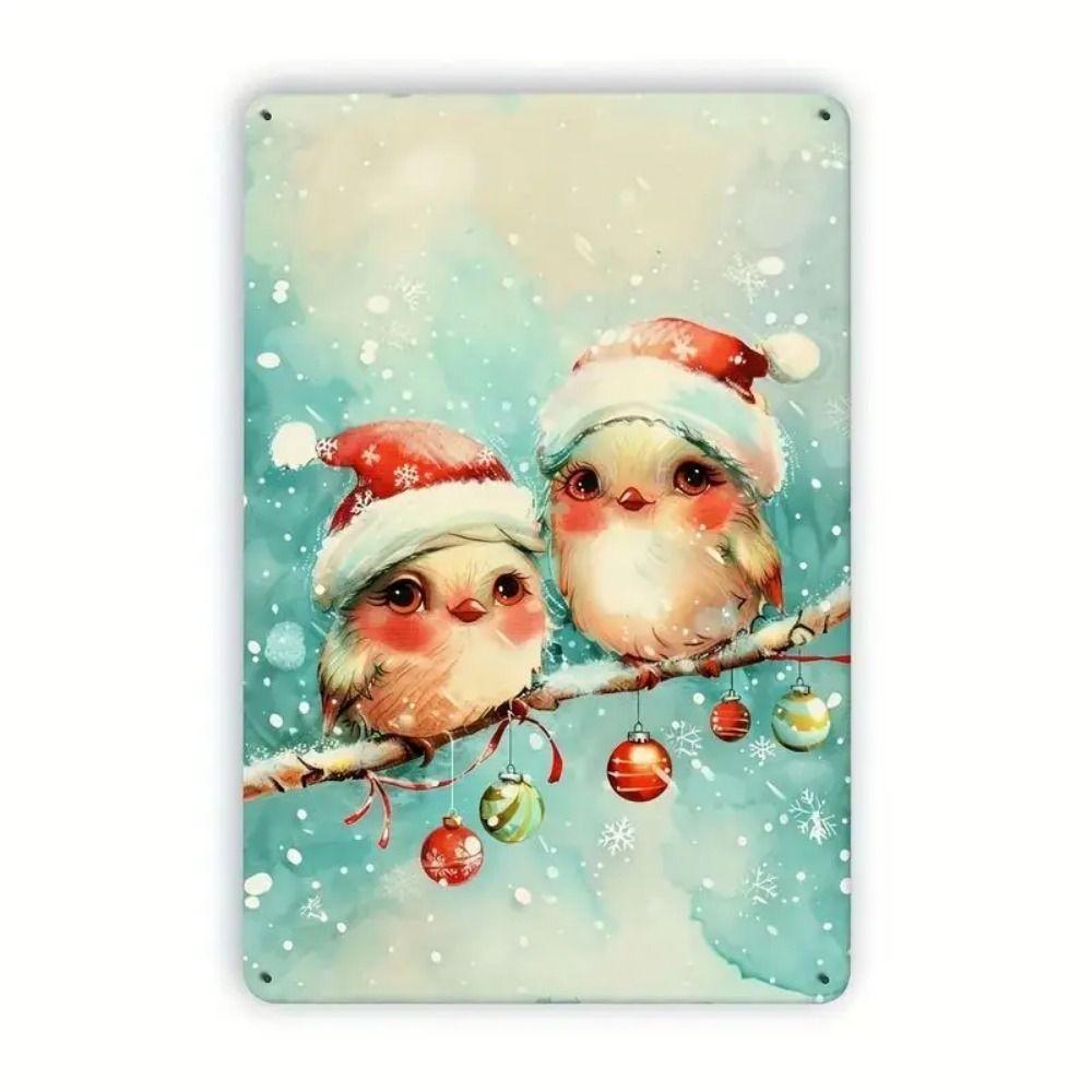 Vintage Christmas Metal Tin Sign Home Festive Wall Decor