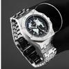 PINTIME Earth Style Men's Watches Stainless Steel Blue Planet Quartz Wristwatch for Man Luminous Waterproof Date