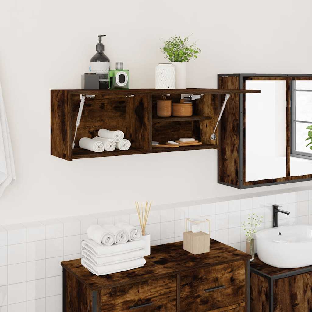 Bathroom Wall Cabinet Smoked Oak 80 x 25 x 30 cm Particleboard