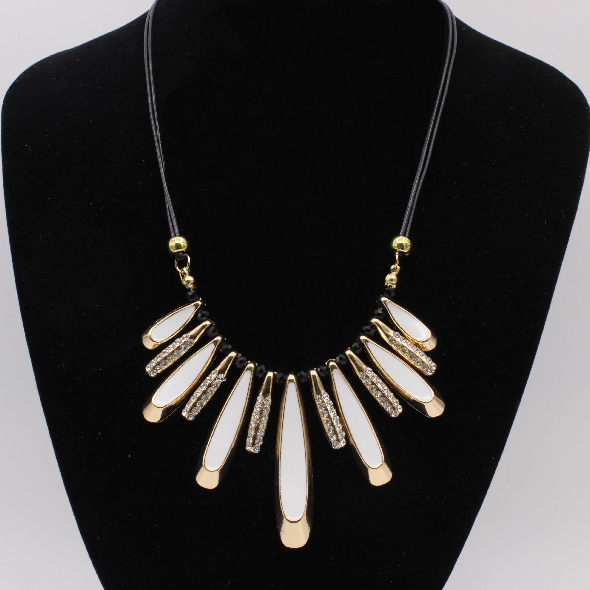 Korean Fashion Rhinestone Enamel Water Drop Necklace Clavicle Sweater Chain