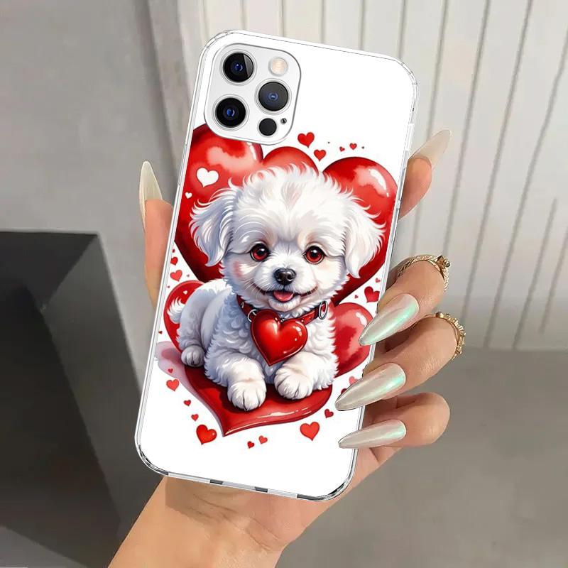 Lovely Puppy Heart Dogs Phone Case for Iphone 17 Air 16 15 Plus 14 13 Mini 12 11 Pro Max 16E 7 8 SE 2020 Soft Funda Print Shell