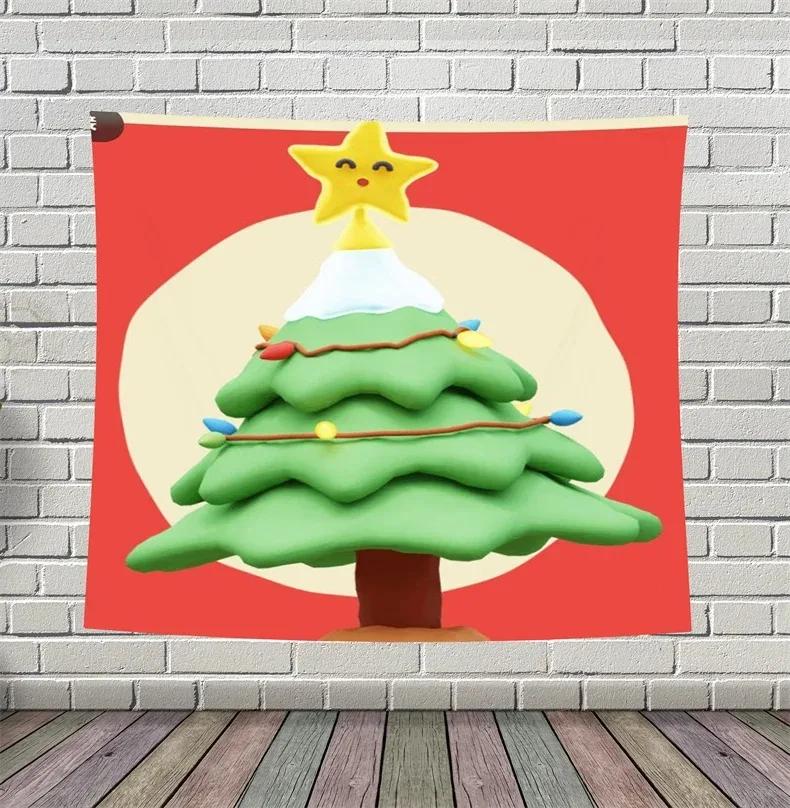 Christmas Pattern Tapestry Home Bedroom Living Room Wall Decoration Santa Claus