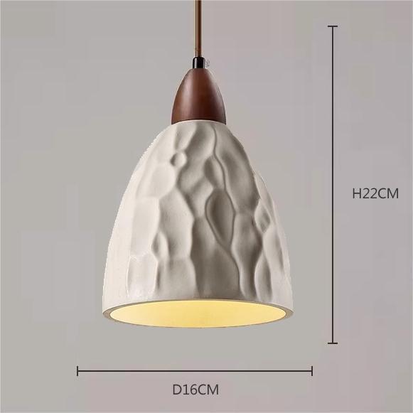 Japanese Wabi-Sabi Yellow Travertine Pendant Light, Retro Mid-Century Style for Bedroom, Homestay, or Restaurant.
