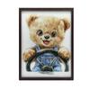 Smiling Teddy Bear Behind The Steering Wheel Smiling Teddy Bear Behind The Steering Wheel, 30X40 Cm, Dark Brown Wooden Frame, 230 Gsm Matte Paper