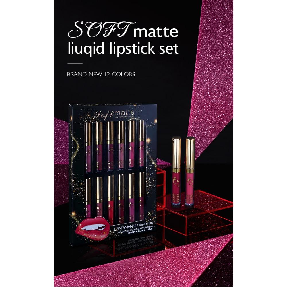 12-color Matte Lip Gloss Set Mist Long-term Moisturizing Matte Non-stick Cup Lip Gloss Gift Set