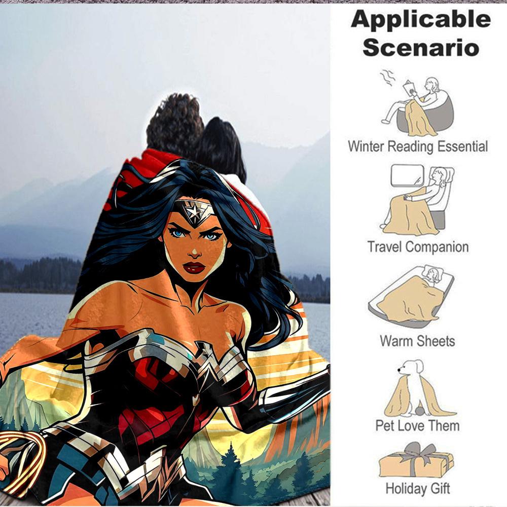 1pc Wonder Woman, Superhero Flannel Throw Blanket Soft, Warm & Cozy for Couch, Bed, Office, and Travel Versatile All Season Gift, Christmas present
