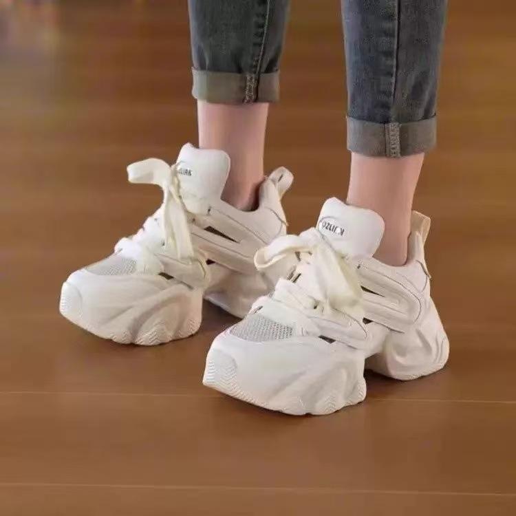 Rainbow color popular dad shoes women 2025 autumn mesh breathable versatile dad shoes student sports and leisure shoes