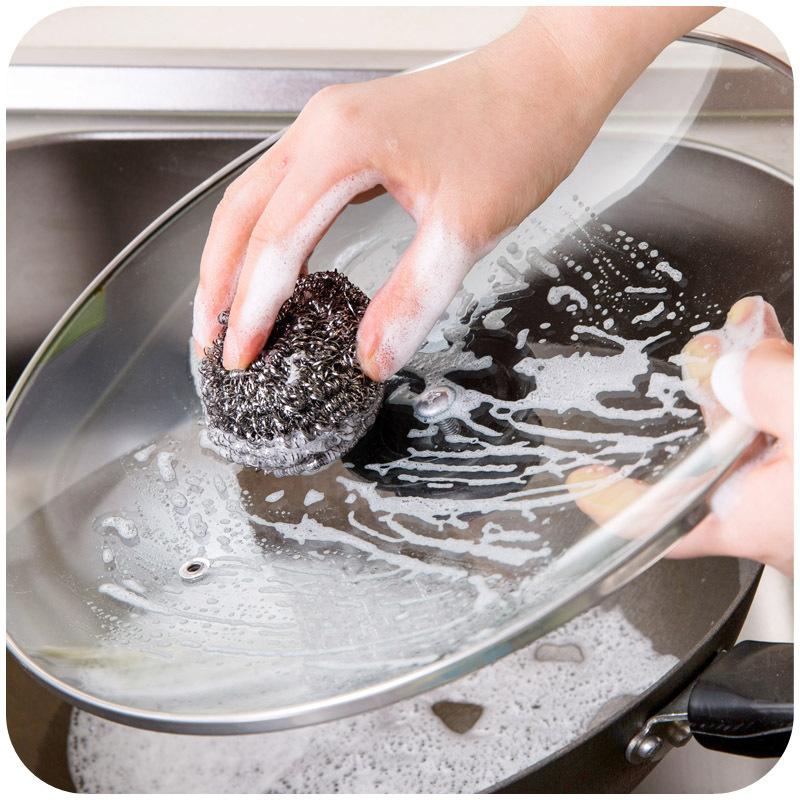4PCS Stainless Steel Cotton Scrubbers Scrub Scouring Pad Steel Cotton Scrubbers Are Suitable for Kitchens and Bathrooms.
