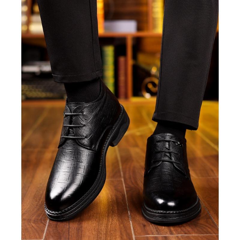 Fashion Designer Leather Velvet Warm Winter Dress Shoes for Men Fashion Casual Soft-soled Men's Cotton Shoes High Top Lace Loafers Male