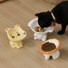 Cute Animal Series High-Footed Ceramic Pet Bowl - Neck Protection & Anti-Black Chin Design for Cats and Dogs