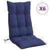 High Back Seat Cushions 6 Pcs Navy Blue Oxford Fabric