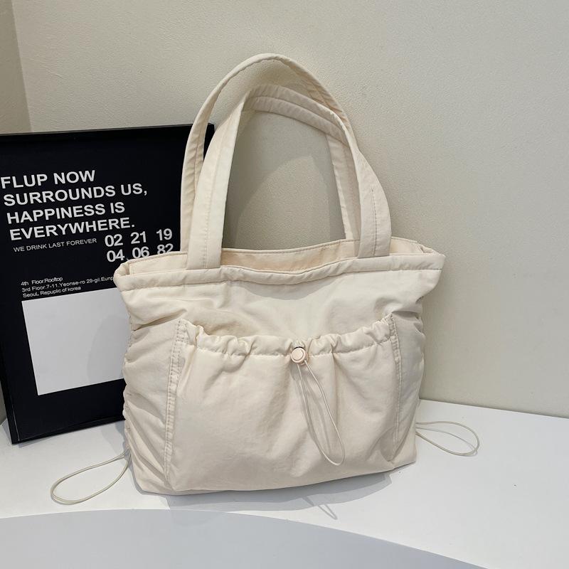 Large Capacity Tote Bag Women's 2025 New Trendy Casual Lightweight Commuter Bag Shoulder Pleated Drawstring Laptop Bag
