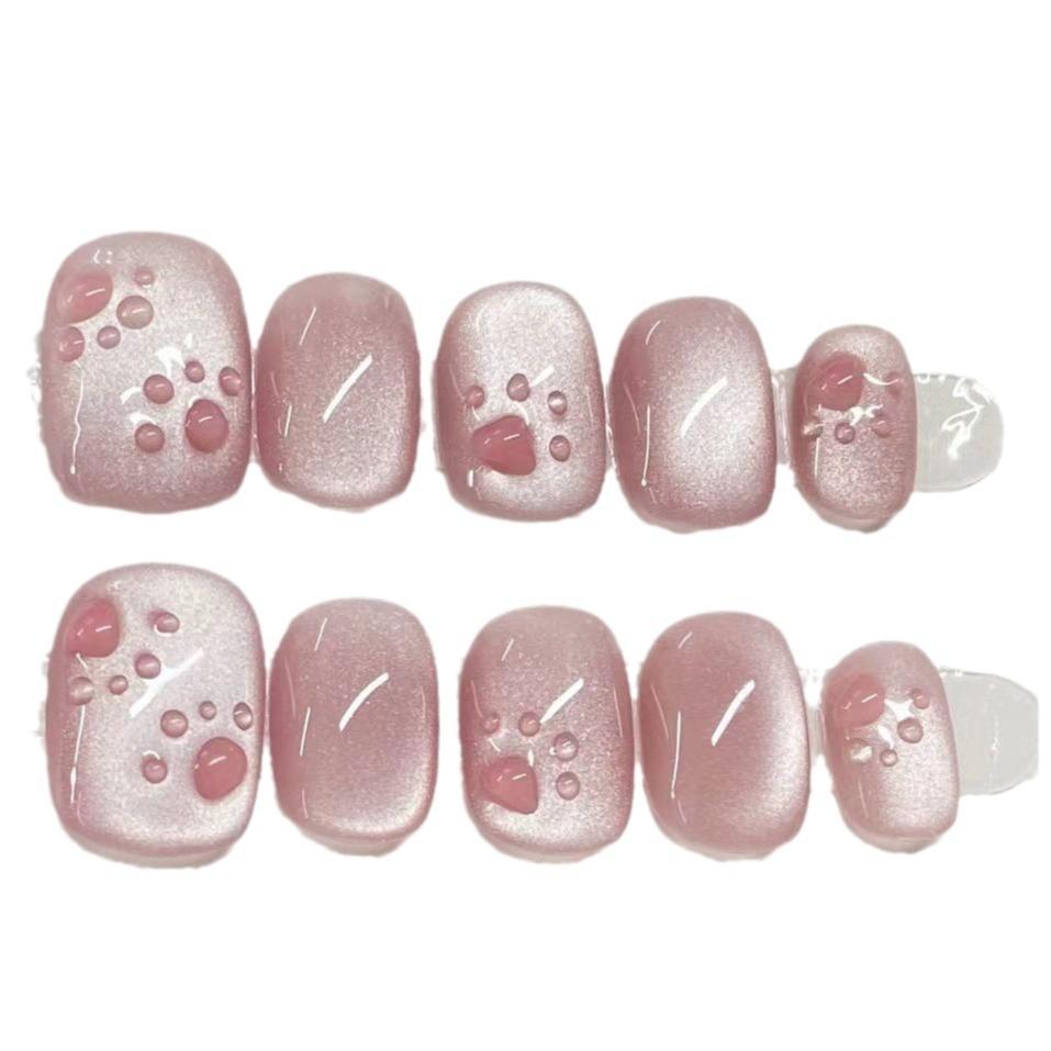 10 pieces of prefabricated armor, cat eye wearing armor, cute cat paw wearing nail, high-end summer fake nails