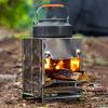 Stainless Steel Wood Burning Stove Outdoor Camping Hiking Picnic BBQ Cooking Folding Stove Portable Wood Burner Camp Stove with Ash Tray