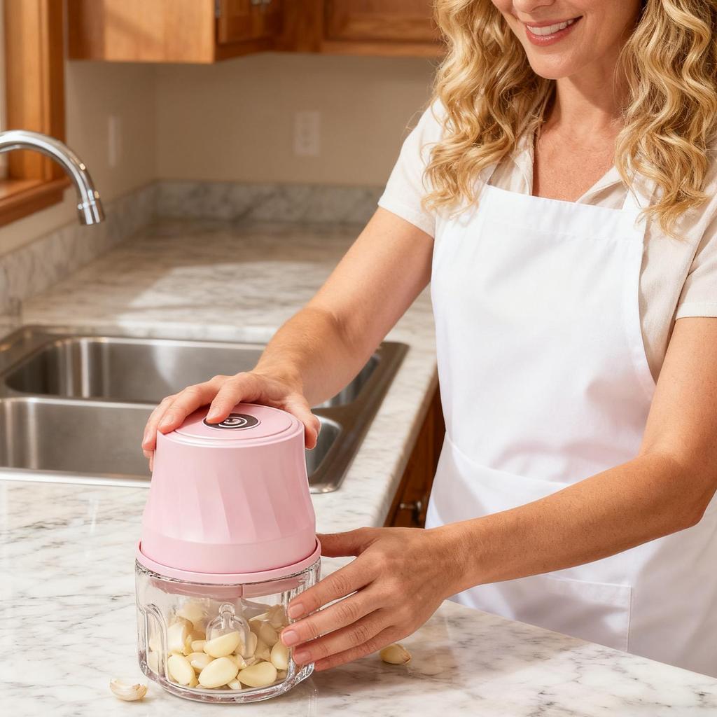 Garlic Chopper Mini With Safety Buckle Rechargeable Mini Chopper Electric Garlic Mincer For Puree Vegetable Meat Chili Ginger