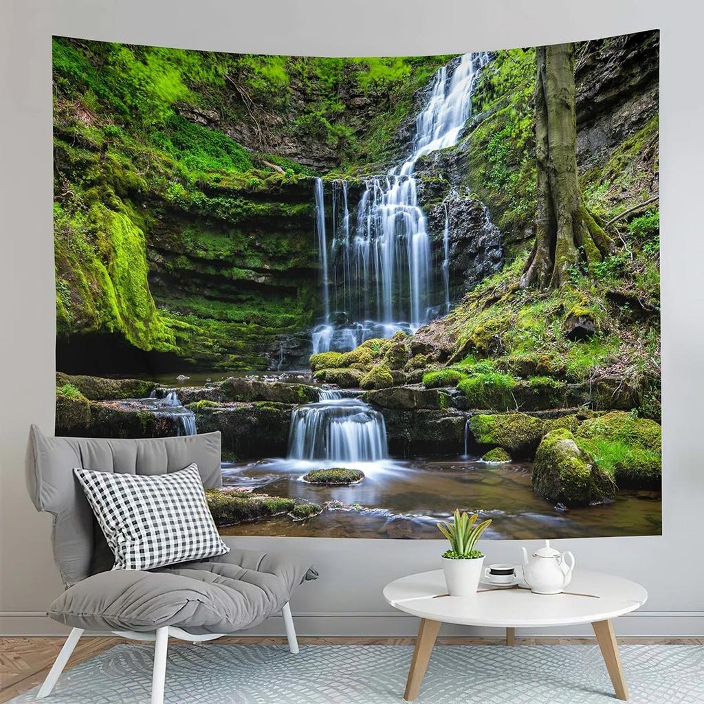 Tropical Forest Waterfall Tapestry Office Living Room Decoration Home Wall Tapestry