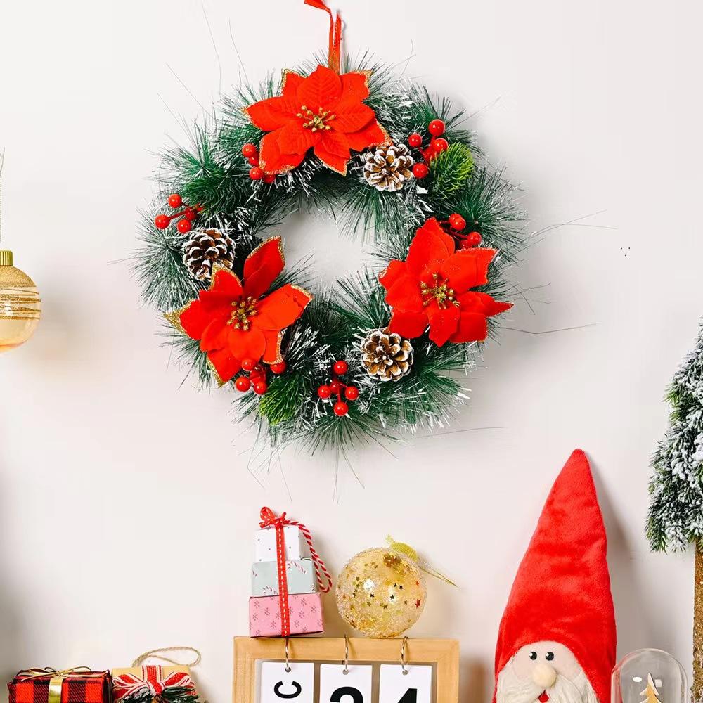 New Christmas Decoration Wreath Simulation Rattan Christmas Wreath Door Hanging Window Decoration Props Christmas Decorations