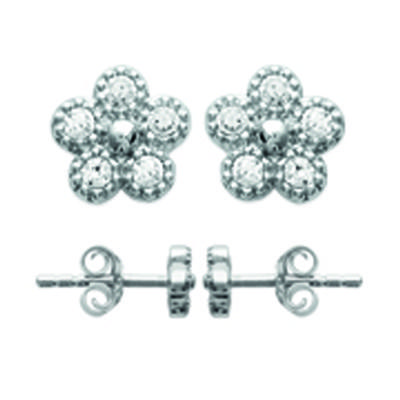 [M8710] - Silver Earrings 'Flora' Silver White (rhodium-plated) - 5 Mm