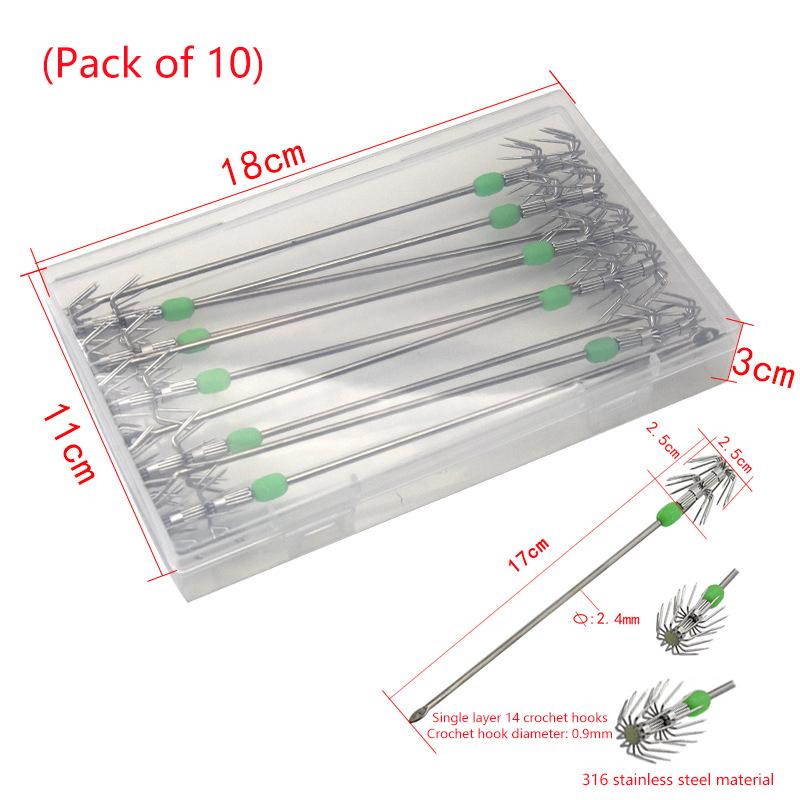 1/8/10/20Pcs/ Box Umbrella Hooks Live Bait Hooks Squid Blow Tubes Octopus Squid Hooks Stainless Steel Fishing Gear Accessories