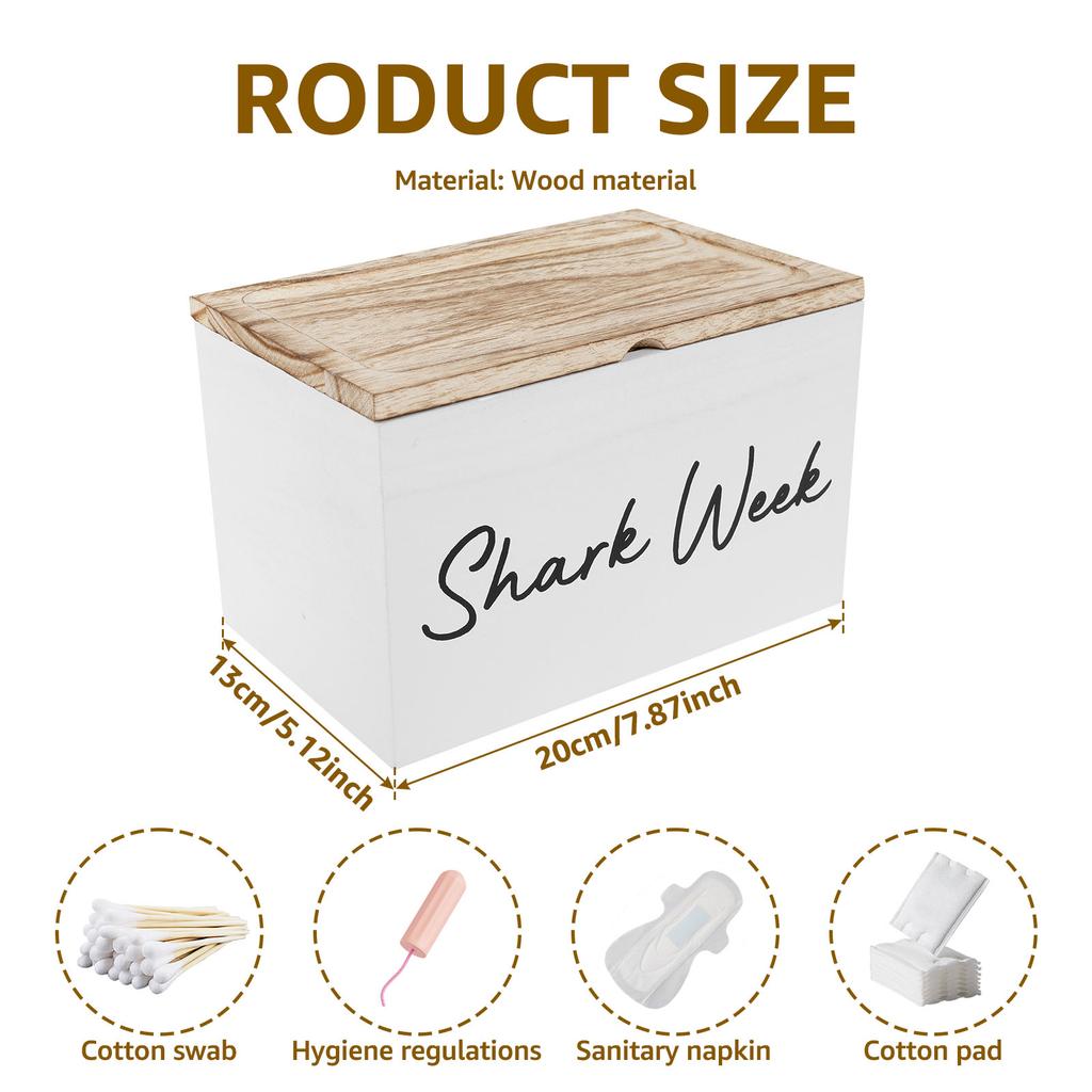 Wood Desktop Tampon Storage Box with Lid High-Capacity Household women's product Organiser for Bathroom Hostel Office
