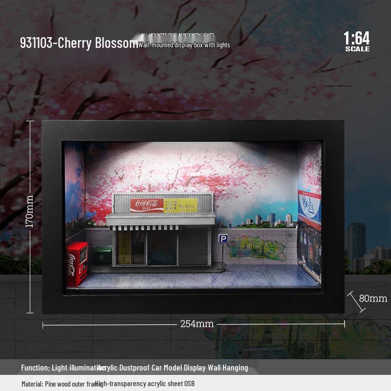 Kamei Kaku 1:64 Fujiwara Tofu Shop Anime Scene Photo Frame Wall Display with Touch Switch Dust Cover.