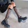 Sweet Heart Calf Socks Thin Sheer Silk StockingsLightweight Breathable Knee Highs Socks Student Girls Middle Tube Socks