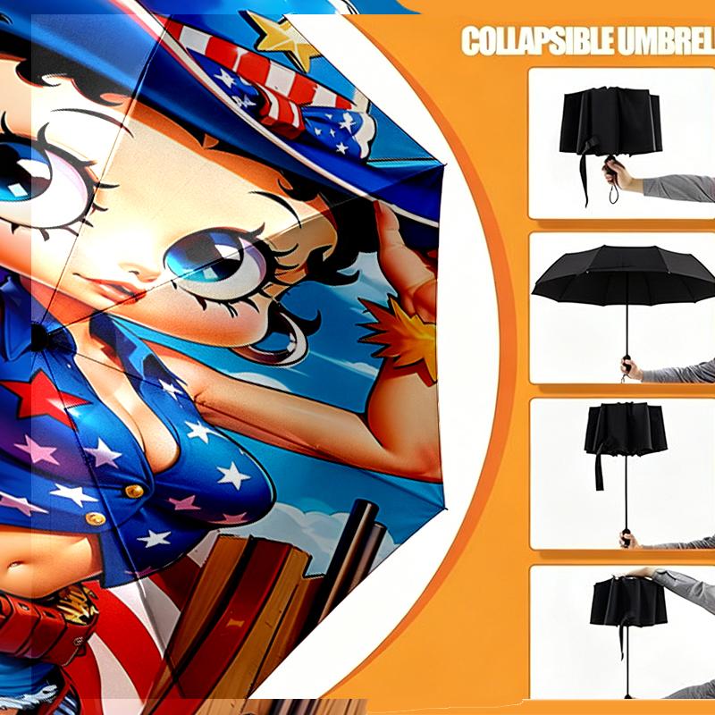 doll Print Umbrella Automatic Opening/ Closing - Portable Foldable Design - Daily use for Travel/Outdoor - Gift for Birthday