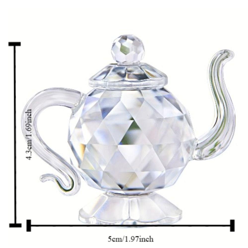 Mini Crystal Teapot Figurine Clear Glass Teapot Teapot Sculpture Ornament Living Room