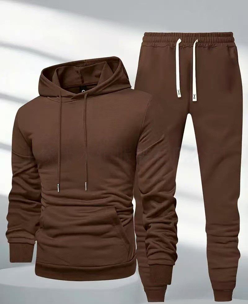 Hooded Casual Tracksuit Set: Solid Color, Versatile Sweatshirt & Sweatpants for Autumn