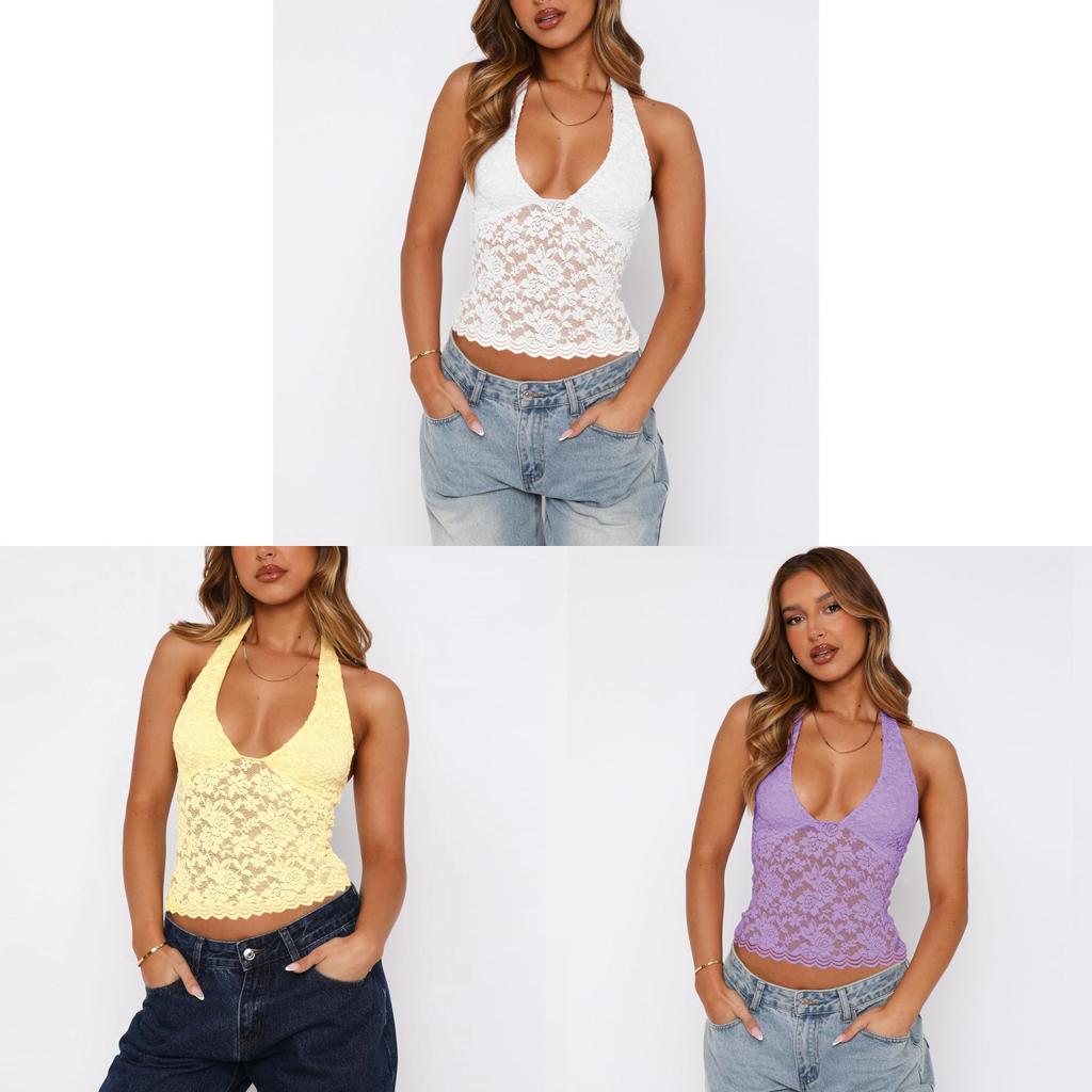 Y2k Sexy Lace Cami Top With High Elasticity For Streetwear Women