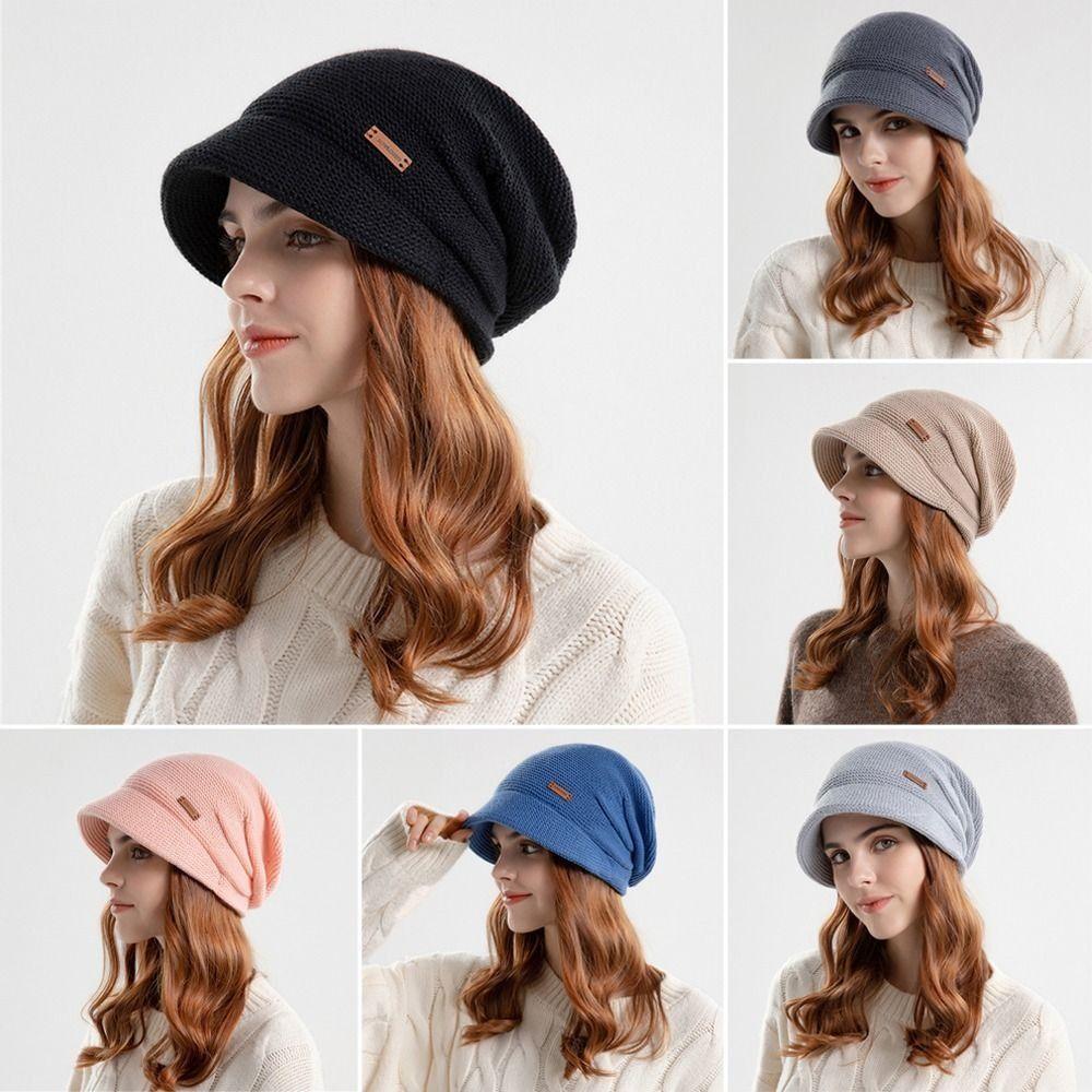 Soft Plush Beanies Short Brim Bonnet Fashion Knitted Hat Outdoor