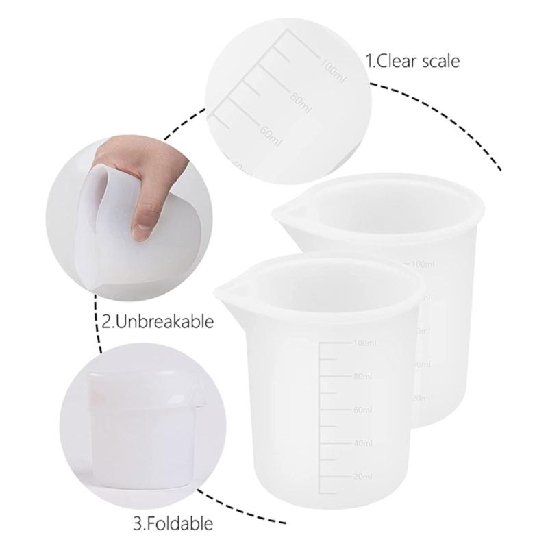 Resin Measuring Cups,Silicone Resin Mixing & Pouring Cups,Reusable for Epoxy,Jewelry Casting Molds,Making Handmade Craft