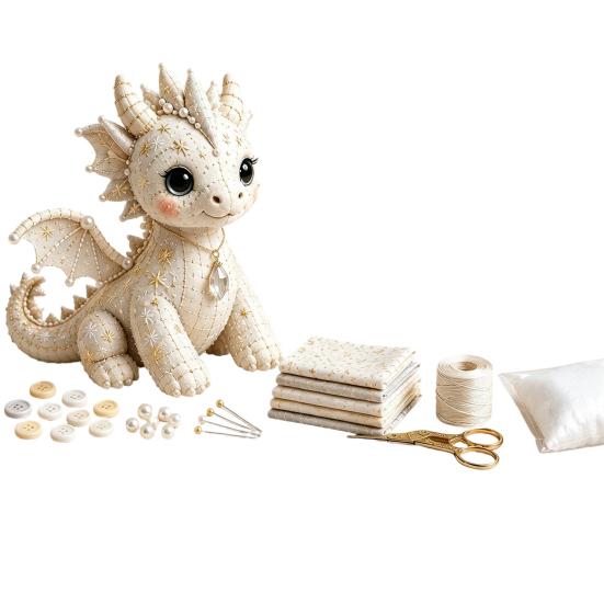 Yousheng DIY Patchwork Meeresbewohner Puppen-Set, Handgemachtes Patchwork-Zwerg Nähset für Heimdekoration, Stoff Cartoon Drachen Patchwork Bastelsets für