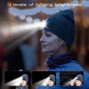 Multifunctional LED Beanie Hat USB Rechargeable Headlight for Winter Outdoor Activities Night Running Safety Light