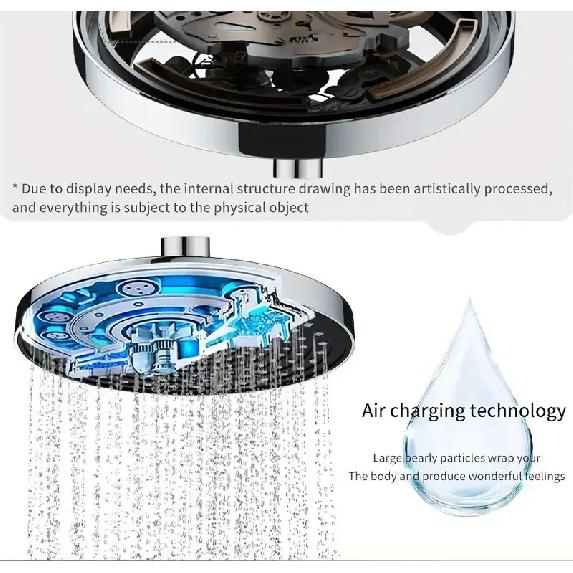 25cm Top Spray Large Water Volume Booster Shower Head Pressurized Single Head Home Bathroom Shower Head Set