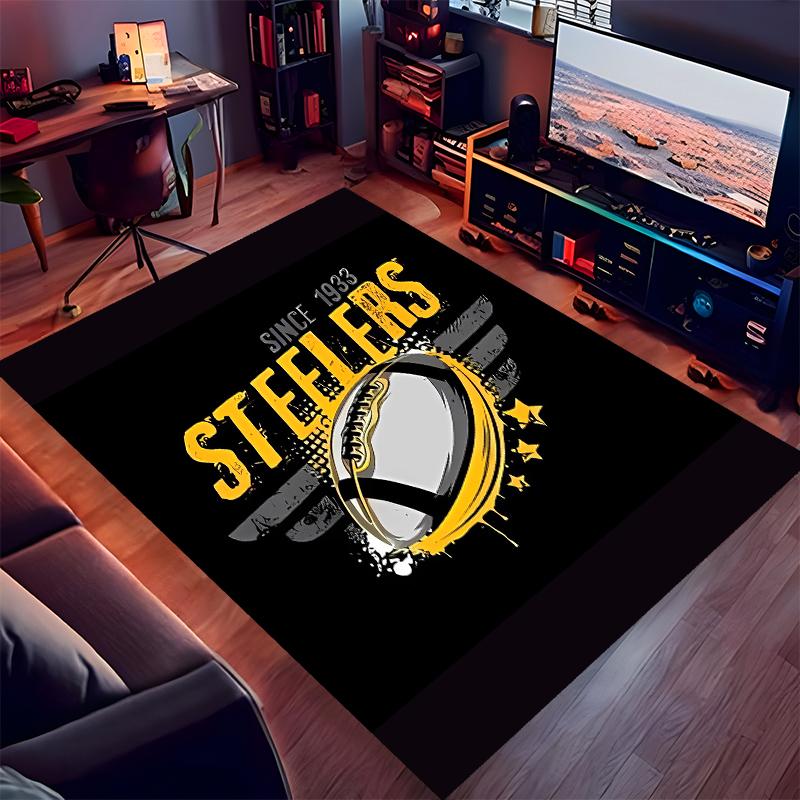 1pc Pittsburgh Steelers Print Area Rug - Soft,Washable Non-Slip Indoor Mat for Office Chairs,Living Room,Home Office Decorative Rug