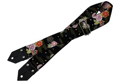 Spice Note Guitar WAGARA Made In Japan with Japanese Pattern Length Strap, Series, Fabric, 860mm-1470mm, Black, ES-PWG50F3BK
