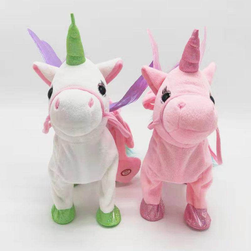 35cm Electric Walking Unicorn Plush Funny Toy Talking Toy Unicorn Singing Music Stuffed Toy for Children Kids Gift