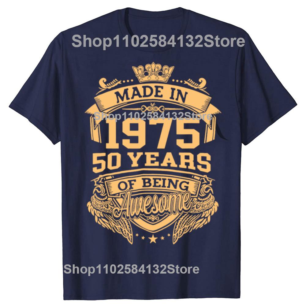50-årsdagspresenter Män Kvinnor 50 År Gammal Vintage 1975 Party T-shirt Kvinnor Män Kläder Streetwear Grafiska T-shirts Toppar