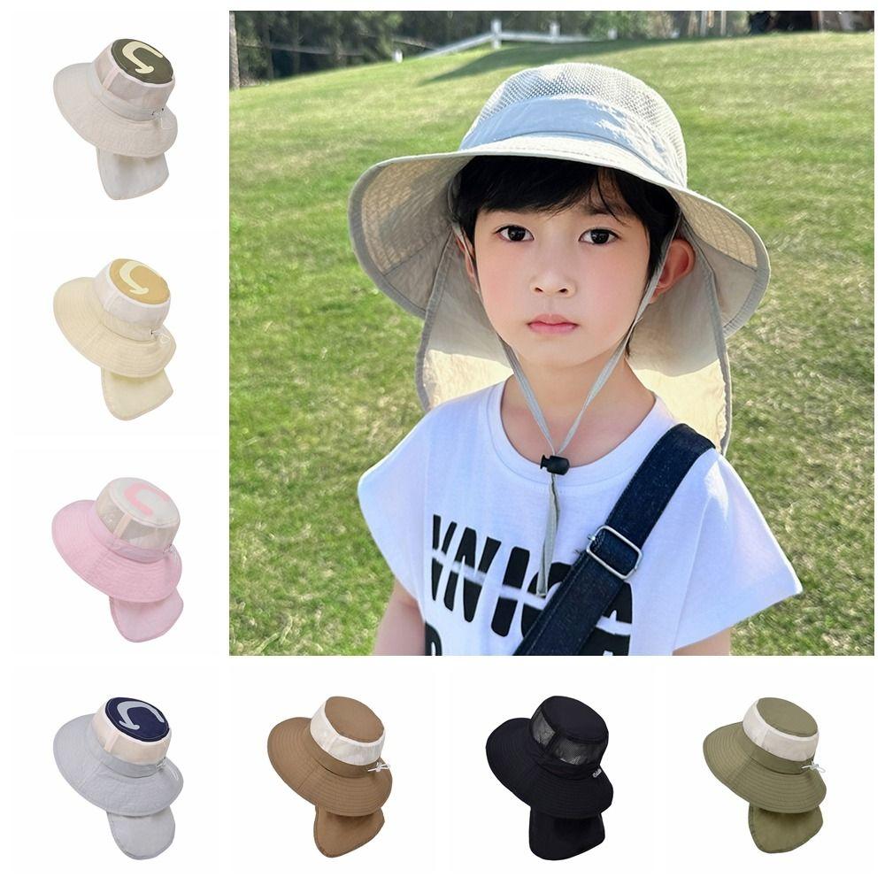 Breathable Kids Shawl Sun Hat Cotton Children Fishman Hat Cute Baby Sun Protection Hat  Boys