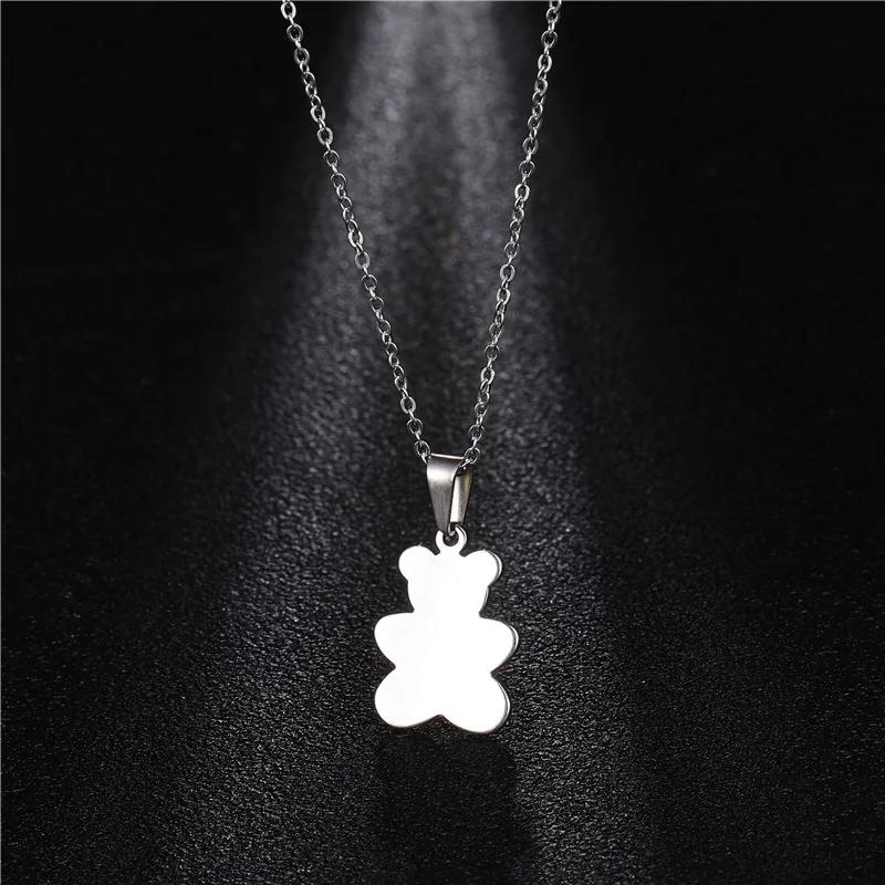 Bear Necklace Stainless Steel Jewelry Fashion Jewelry Fine Silver Color for Women Girls and Valentine Birthday Party Gift Super