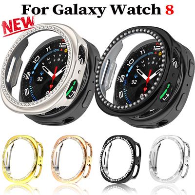 Funda Bling para Samsung Galaxy Watch 8 Parachoques de Diamante con Cubierta Protectora de PC Hueca para Samsung Galaxy Watch 8 40mm 44mm