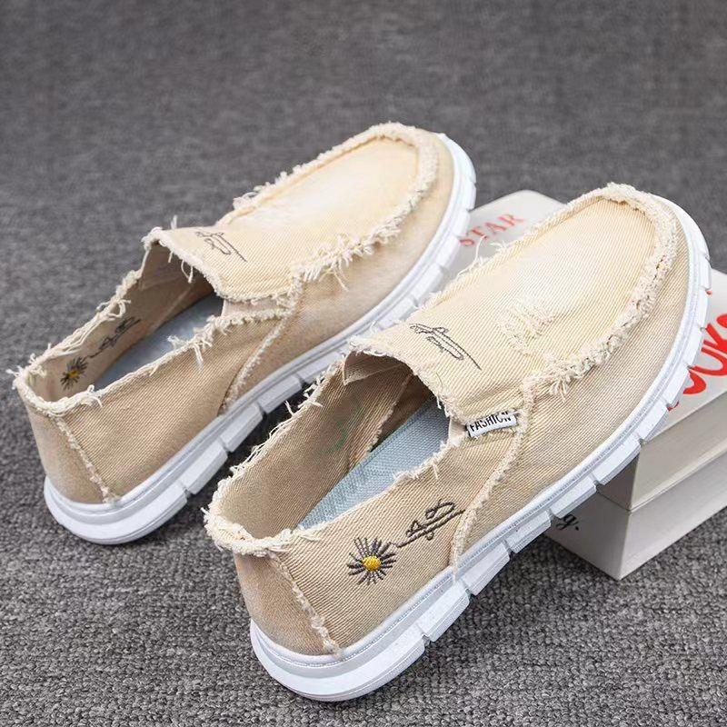 New men's cloth shoes beggar shoes old Beijing cloth shoes men's canvas shoes soft sole wear-resistant one-pedal men's shoes casual