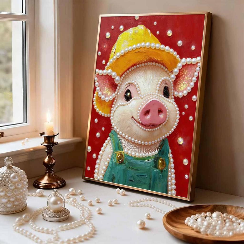 Handmade DIY Pearl Painting Cute Little Pig Theme Bedroom Living Room Frameless Diy Handmade Sticky Diamond Creative Canvas Painting