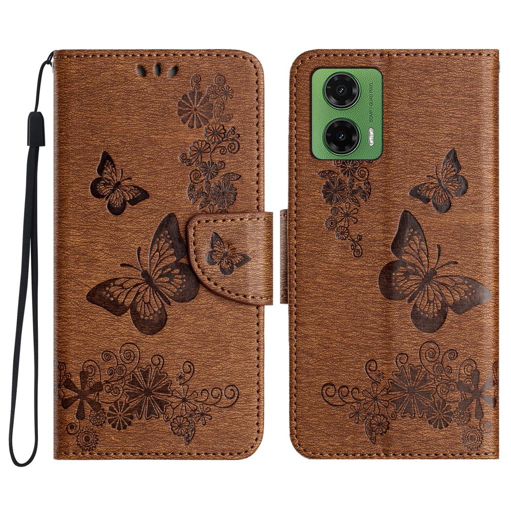 For Motorola Moto G35 5G Case Butterflies Flower Leather Wallet Flip Phone Cover