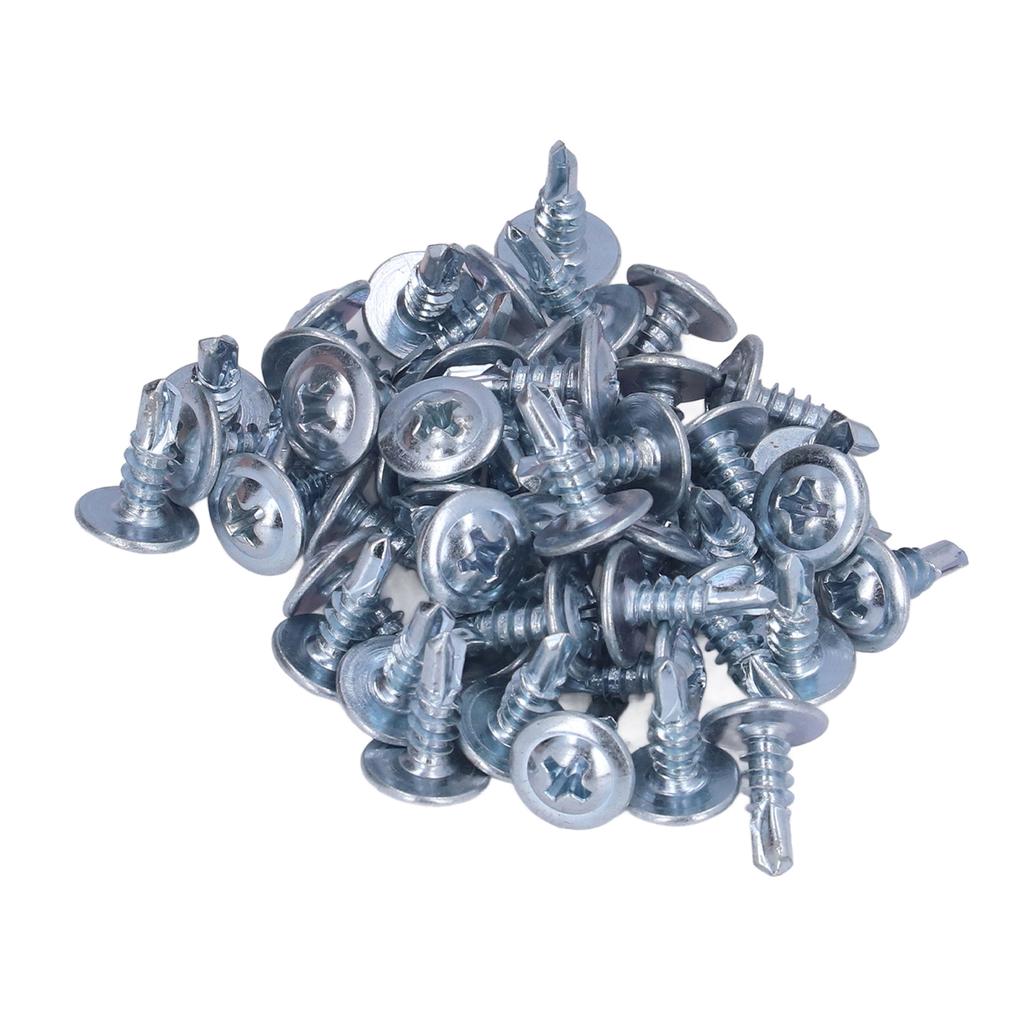 50PCS Round Head Drill Screw Set Carbon Steel Galvanized Self Drilling Screws 4.2x13mm Washer